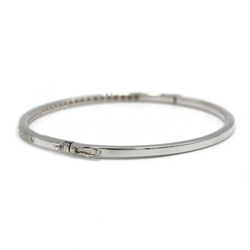Bracelet Bracelet jonc rigide en or blanc 750 et diamants 58 Facettes 1243