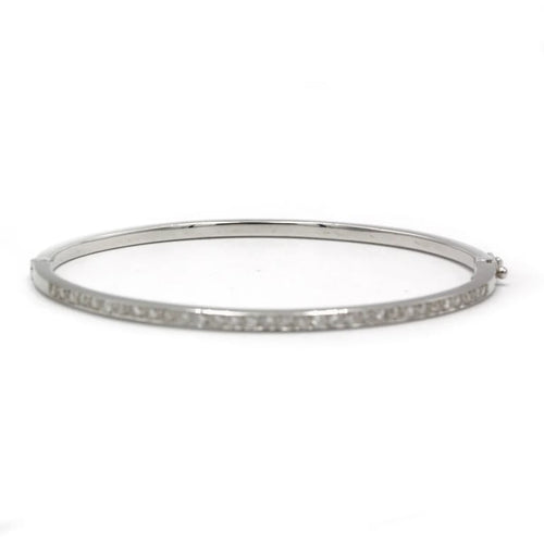 Bracelet Bracelet jonc rigide en or blanc 750 et diamants 58 Facettes 1243