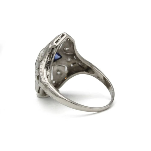 Bague 48 Bague Art déco en platine avec diamants et saphirs 58 Facettes 1171