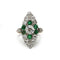 Bague 52 Bague marquise Art déco en or 750 et platine, diamants et émeraudes 58 Facettes 1272