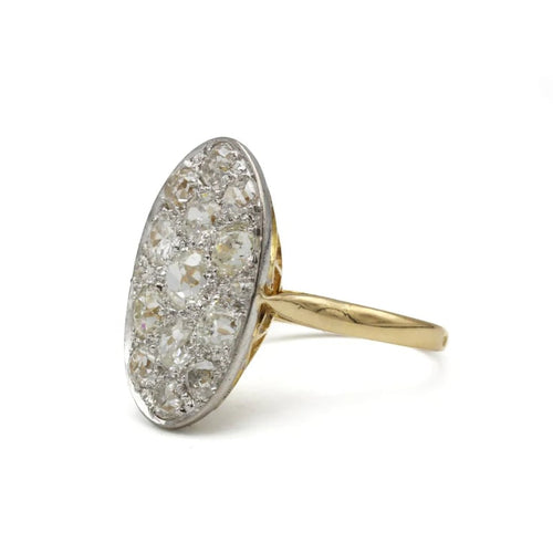 Bague 57 Bague baignoire en or 750 et platine, diamants taille ancienne env. 3 ct 58 Facettes 1271