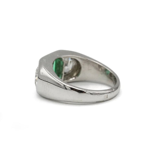Bague 53 Bague Art déco en platine, émeraude et diamants 58 Facettes 1273