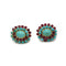 Boucles d'oreilles Boucles d’oreilles années 1950 en or jaune 750, rubis et turquoises 58 Facettes 1286
