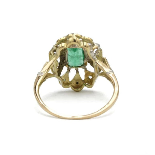 Bague 54 Bague en or jaune 750 avec diamants et émeraude 58 Facettes 1302