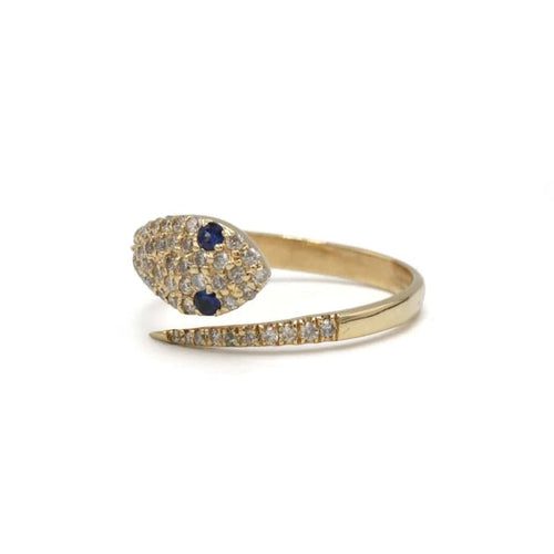 Bague 53 Bague serpent en or 585 avec diamants et saphir 58 Facettes 1290