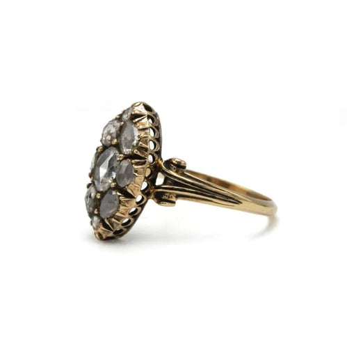 Bague 55 Bague marquise XIXe siècle en or 750 et diamants taille rose 58 Facettes 1297