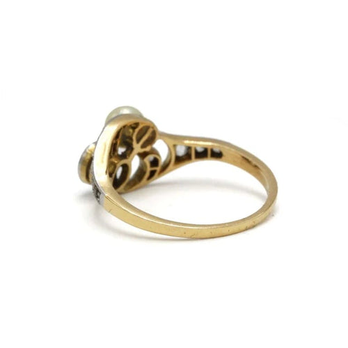 Bague 53 Bague Toi et moi Art nouveau en or 750, diamants et perle 58 Facettes 1292