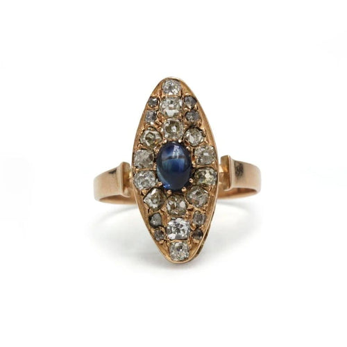 Bague 57 Bague marquise ancienne en or 585 avec diamants et saphir 58 Facettes 1304