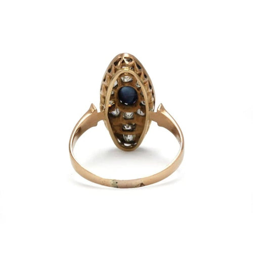 Bague 57 Bague marquise ancienne en or 585 avec diamants et saphir 58 Facettes 1304