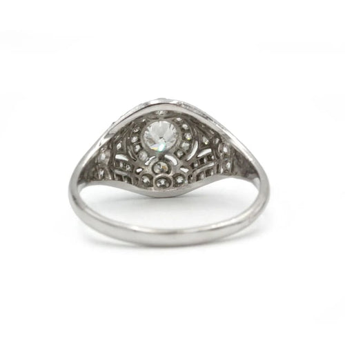 Bague 57 Bague dôme Art déco en or blanc 750 et diamants 58 Facettes 1320