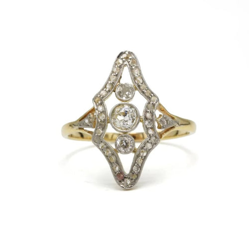 Bague 54 Bague en or 750 avec diamants taille ancienne 58 Facettes 1313