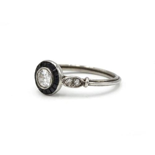 Bague 55 Bague Art déco en platine 800 avec diamants et saphirs calibrés 58 Facettes 1310