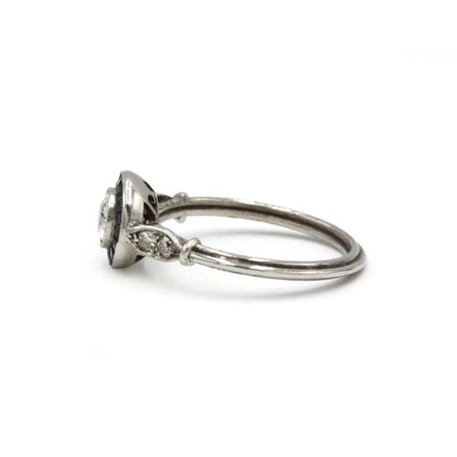 Bague 55 Bague Art déco en platine 800 avec diamants et saphirs calibrés 58 Facettes 1310