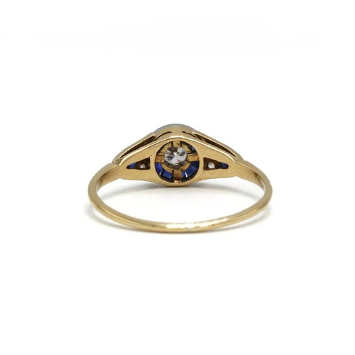 Bague 53 Bague Art déco en or 750 avec diamants taille ancienne et saphirs calibrés 58 Facettes 1312