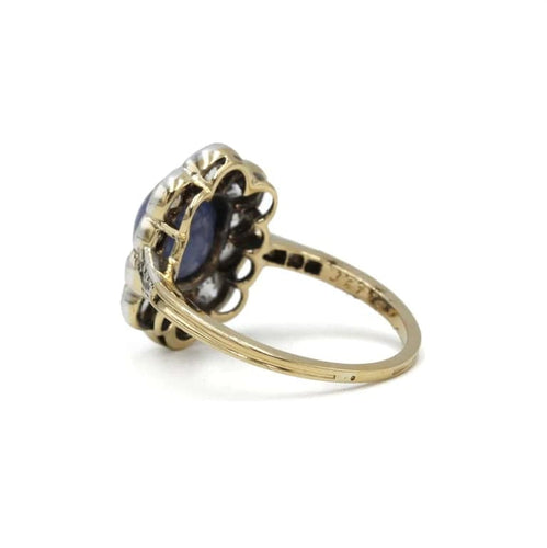 Bague 56 Bague en or 750 avec diamants taille ancienne et saphir 58 Facettes 1293