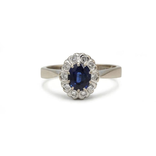 Bague 51 Bague entourage en or 750 avec saphir 0,93 ct et diamants 58 Facettes 1301