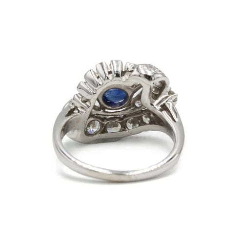 Bague 54 Bague en or blanc 585 avec diamants et saphir 58 Facettes 1308