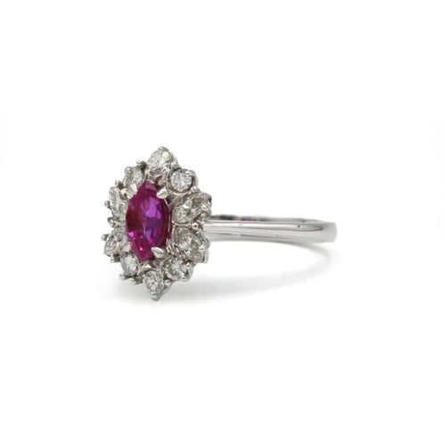 Bague 52 Bague marguerite en or 750 avec diamants et rubis 58 Facettes 1306
