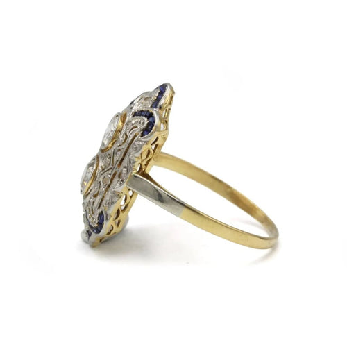 Bague 54 Bague Art déco en or 750 avec diamants et saphirs calibrés 58 Facettes 1298