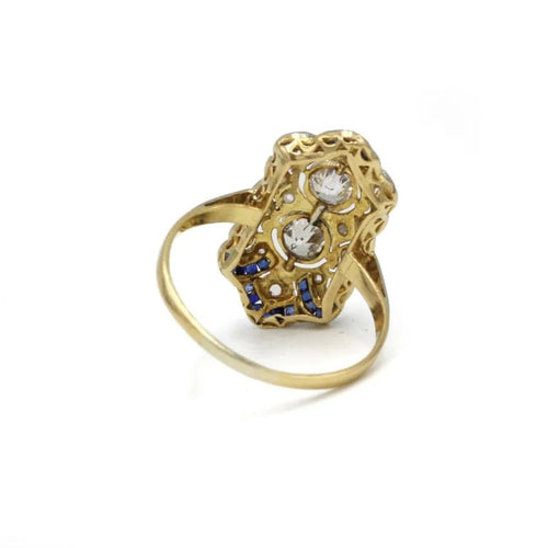 Bague 54 Bague Art déco en or 750 avec diamants et saphirs calibrés 58 Facettes 1298