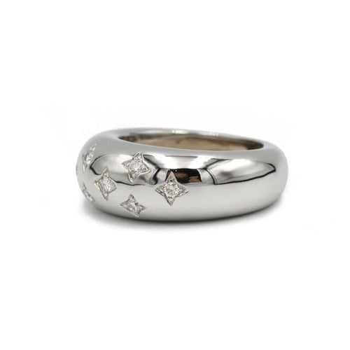 Bague 55 Bague jonc en or blanc 750 des années 1980 avec diamants 58 Facettes SA001