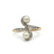 Bague 58 Bague toi et moi Art nouveau en or jaune 750 et platine, perles et diamants 58 Facettes SA003