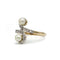 Bague 58 Bague toi et moi Art nouveau en or jaune 750 et platine, perles et diamants 58 Facettes SA003