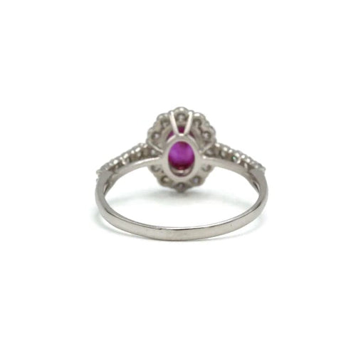 Bague 52 Bague marguerite en platine avec diamants et rubis 58 Facettes 1305