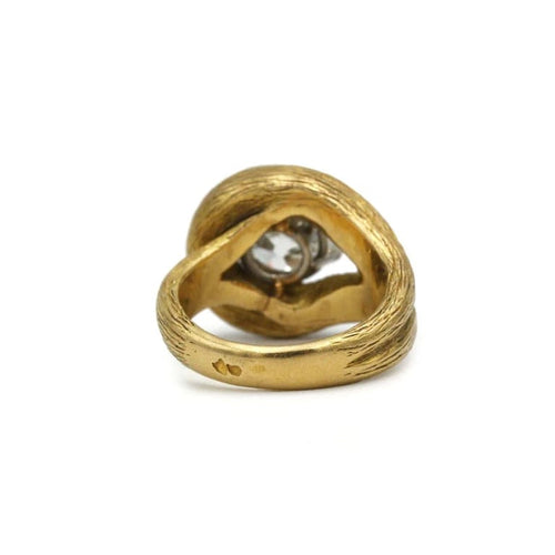 Bague 46 Bague nœud en or 750 avec diamant taille ancienne 1,76 ct GIA 58 Facettes 1269