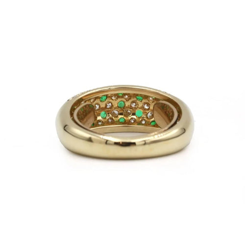 Bague 46 Bague jonc pavée de diamants et d’émeraudes en or jaune 750 58 Facettes SA004