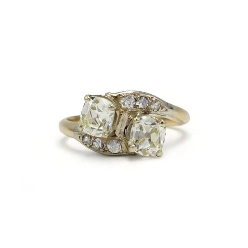 Bague 57 Bague toi et moi en or jaune 14K avec diamants 2,04 ct GIA 58 Facettes 1296