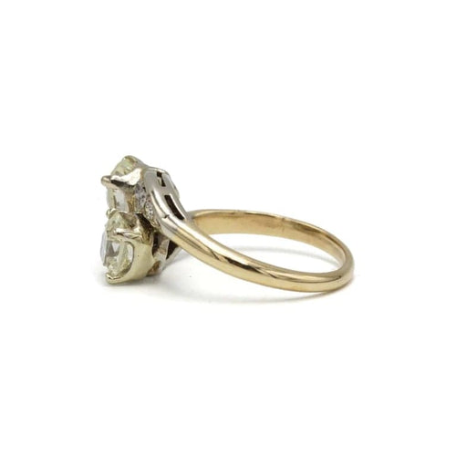 Bague 57 Bague toi et moi en or jaune 14K avec diamants 2,04 ct GIA 58 Facettes 1296
