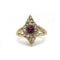 Bague 55 Bague marquise ancienne en or jaune 750 avec diamants et rubis 58 Facettes SA002