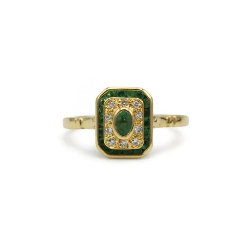 Bague 58 Bague en or jaune 750, diamants et émeraudes 58 Facettes 1325