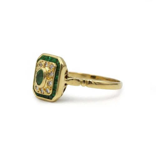Bague 58 Bague en or jaune 750, diamants et émeraudes 58 Facettes 1325