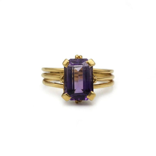 Bague 51 Bague en or jaune 750 avec améthyste, panier torsadé 58 Facettes 1329