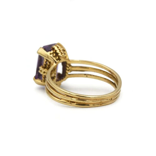 Bague 51 Bague en or jaune 750 avec améthyste, panier torsadé 58 Facettes 1329