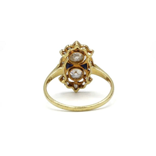 Bague 60 Bague Art déco en or jaune 750, diamants et saphirs calibrés 58 Facettes 1300