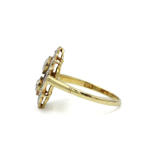Bague 60 Bague Art déco en or jaune 750, diamants et saphirs calibrés 58 Facettes 1300