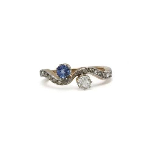 Bague 53 Bague toi et moi en or 750, diamants et saphir 58 Facettes 1303