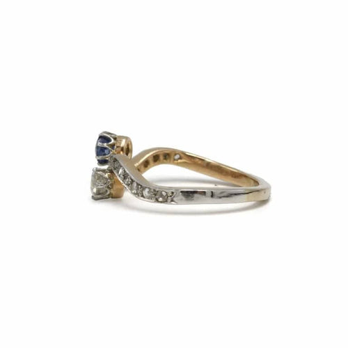 Bague 53 Bague toi et moi en or 750, diamants et saphir 58 Facettes 1303