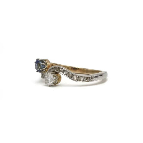 Bague 53 Bague toi et moi en or 750, diamants et saphir 58 Facettes 1303