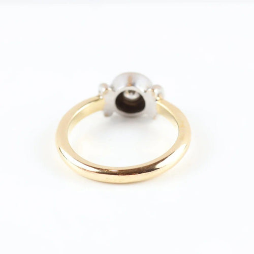 Bague 54 Bague solitaire ancienne en or jaune et blanc 18 carats avec diamant 58 Facettes 159/24 F