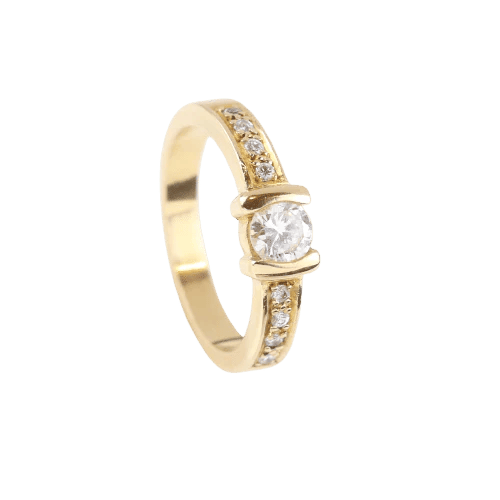 Bague 55 Bague solitaire en or jaune 18 carats avec diamants 58 Facettes 131645