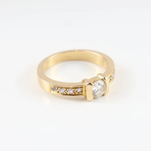 Bague 55 Bague solitaire en or jaune 18 carats avec diamants 58 Facettes 131645