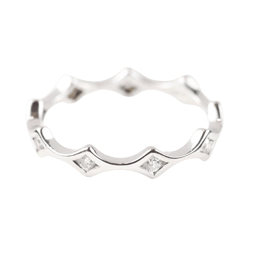 Bague 55 Bague en or blanc 18 carats sertie de diamants taille brillant 58 Facettes F131370