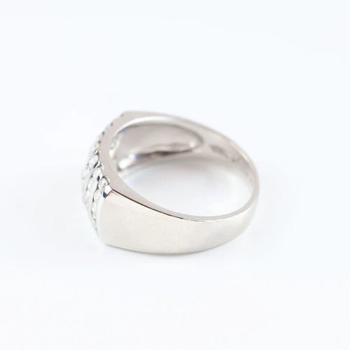 Bague 58 Bague pavée en or blanc 18 carats et diamants taille brillant 58 Facettes 131370B