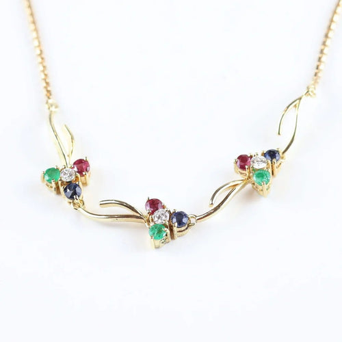 Collier Collier ras-de-cou vintage en or jaune 14 carats et pierres précieuses 58 Facettes 159/24T