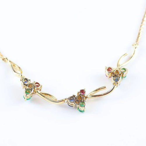 Collier Collier ras-de-cou vintage en or jaune 14 carats et pierres précieuses 58 Facettes 159/24T
