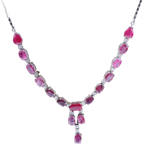 Collier Collier ras-de-cou haute joaillerie en or blanc 18 carats, rubis et diamants 58 Facettes